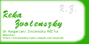 reka zvolenszky business card